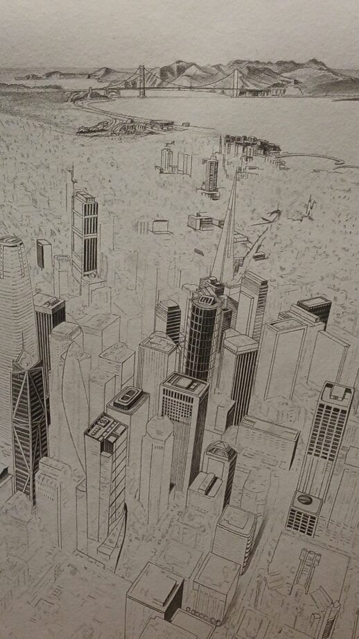 Developing drawing of 'Frisco', a commission for Paul Hiles.