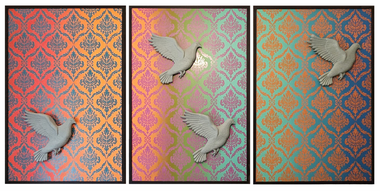 Pigeons Triptych 1260 x 845mm each panel SMALL