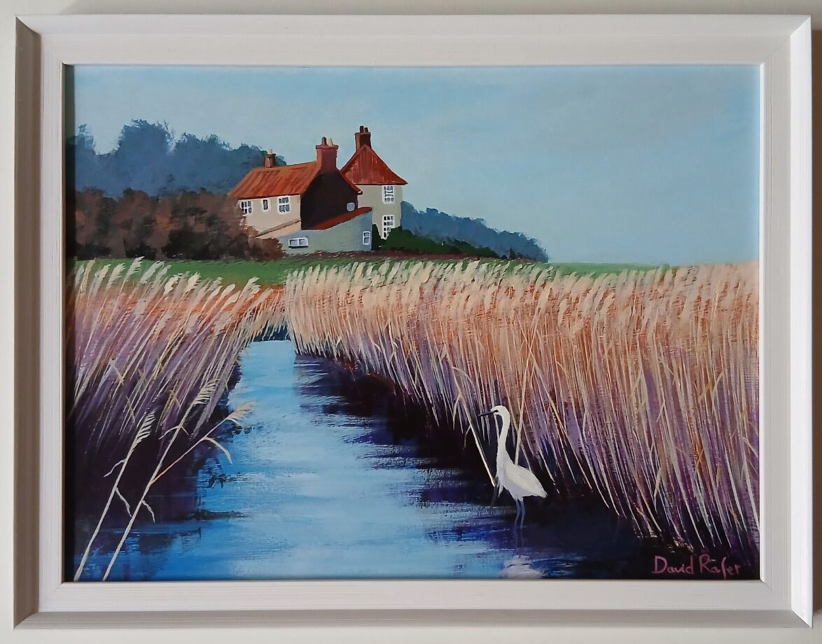David Rafer 'Cley Marshes' 31x41cm acrylic 12x16 £150