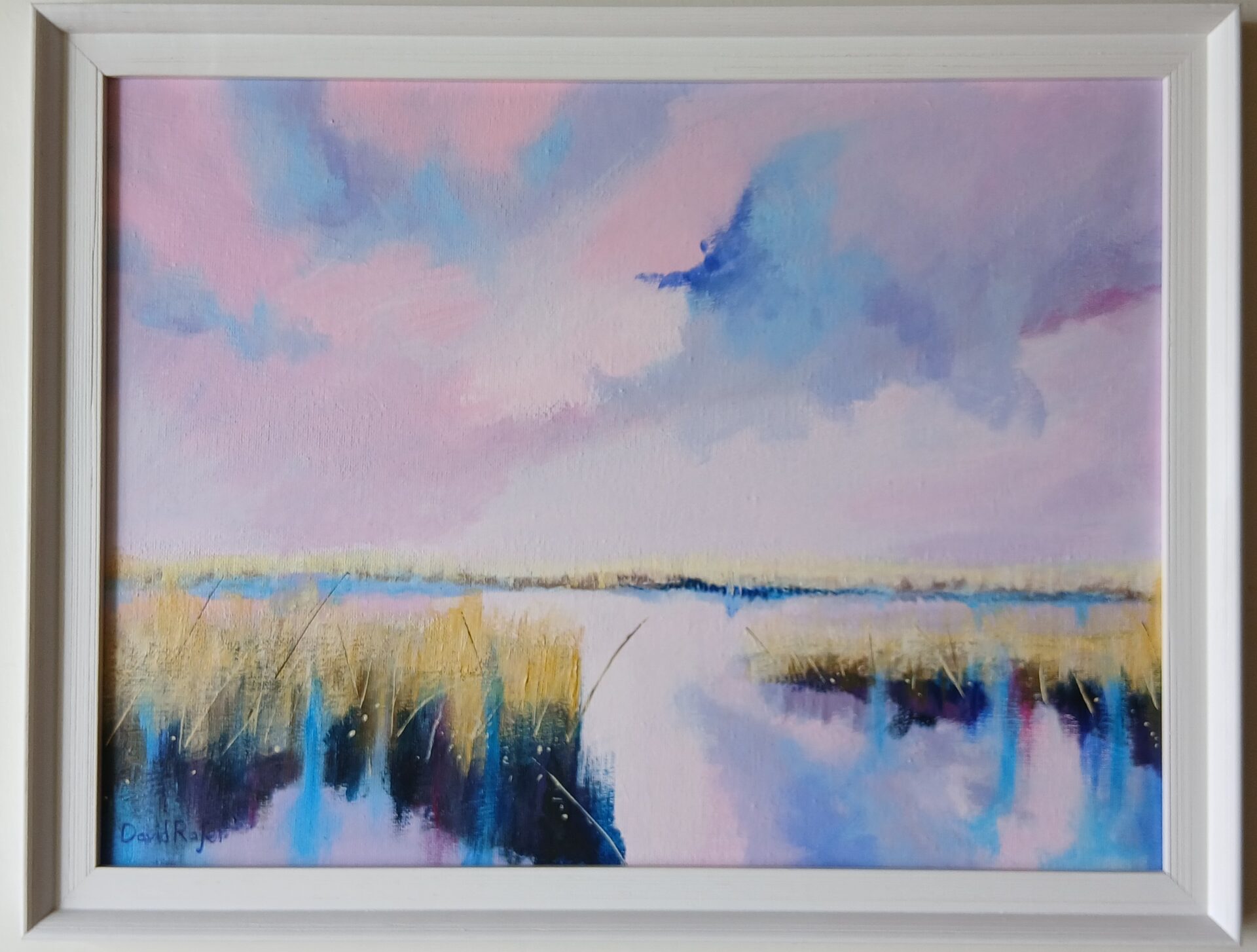 David Rafer- Saltmarsh Reeds, acrylic on canvas 31x41cm, framed £190